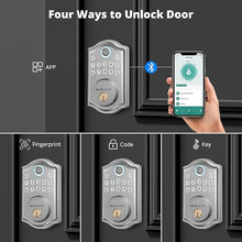 Load image into Gallery viewer, DS10 Pro Keyless Entry Door Lock with APP Control - Fingerprint Door Lock, Keypad Deadbolt Lock, Smart Locks for Front Door, Auto-Lock &amp; One Touch Locking with Bluetooth - Satin Nickel
