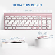 Load image into Gallery viewer, Wireless Keyboard and Mouse with Mouse Pad Ultra Slim Combo, MOOJAY 2.4G USB Quiet Compact Scissor Switch Keyboard Mice Set with Cover, 2 AA and 2 AAA Batteries, for Laptop/PC/Windows-Rose Gold White
