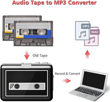 Load image into Gallery viewer, Cassette Player Walkman - Compact Tape Player Portable Recorder with Earphone-Convert Audio Music Cassette to MP3 Digital, Compatible with Laptop/PC/MAC- for Entertainment, Travel, Light Sports(Black)
