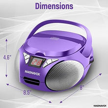 Load image into Gallery viewer, Magnavox MD6924 Portable Top Loading CD Boombox with AM/FM Stereo Radio in Black | CD-R/CD-RW Compatible | LED Display | AUX Port Supported | Programmable CD Player | (Purple)
