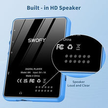 Load image into Gallery viewer, 64GB MP3 Player - SWOFY M4 Music Player with Bluetooth 5.3 HiFi Sound Shuffle Single Loop FM Radio Built-in HD Speaker Mini Design Ideal for Sport (Earphones Included)
