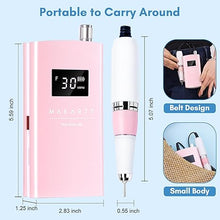 Load image into Gallery viewer, Makartt Electric Nail Drill, Rechargeable Nail Drill Machine 30000RPM, Perlarie Pearly Pink Portable E File Nail Grinder with Nail Drill Bits &amp; Sanding Bands for Manicure Salon Home Use
