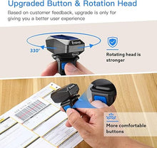 Load image into Gallery viewer, Upgraded Eyoyo 1D Wireless Ring Barcode Scanner Bluetooth, 3-in-1 USB Wired Inventory Bar Code Scanner Fast Scanning Portable Mini Finger Barcode Reader for Tablet iPhone IPad Android Windows Mac
