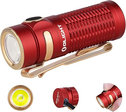 OLIGHT Baton3 1200 Lumens Ultra-Compact Rechargeable EDC Flashlight, Powered by Rechargeable Battery for Household Search, Outdoor Camping, Hiking and Mountaineering (Red)