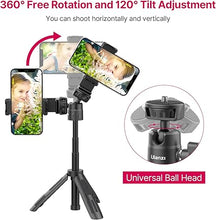 Load image into Gallery viewer, ULANZI M12 Extendable Selfie Stick for Action Camera, Portable Vlog Cell Phone Tripod Stand with Phone Mount Action Camera Adapter, Mini Hand Grip Compatible with Hero 13/12/11/10/9/8/7/6/5 Smartphone
