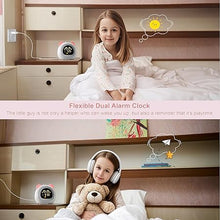 Load image into Gallery viewer, Kids Alarm Clocks for Girls, Clock for Kids with Sleep Training Auto Off Timer 10 Modes Night Light Dual Alarm Warm Color Screen, Cute Pink Clock Gifts for Kids
