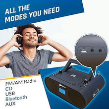 Load image into Gallery viewer, KLIM Boombox B4 CD Player Portable Audio System - NEW - AM/FM Radio with CD Player MP3 Bluetooth AUX USB - Wired &amp; Wireless Mode Rechargeable Battery - Remote Control Autosleep Digital EQ
