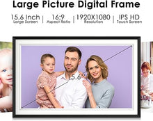 Load image into Gallery viewer, Digital Picture Frame Large 15.6 Inch, Mvgges WiFi Digital Photo Frame 32GB with 1920 * 1080 IPS Full HD Touchscreen, Wall-mountable, Share Photos and Videos Instantly from Anywhere via Free App
