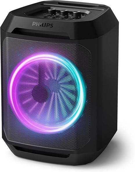 Philips Bluetooth Party Speaker, Dynamic Bass Boost, Bluetooth and Aux-in, Microphone Input, Wireless Pairing for Stereo Sound, Up to 7 Hours Battery, Built-in Carry Handle, USB-C TAX2208