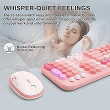 Load image into Gallery viewer, FOPETT Wireless Keyboard and Mouse Combo - 2.4G Full-Sized Cute Colorful Retro Keyboard with Round Keycaps 104 Keys Typewriter Keyboard for Laptop/Windows/PC-Pink Colorful
