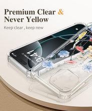 Load image into Gallery viewer, GVIEWIN for iPhone 16 Pro Max Case with Screen Protector &amp; Camera Lens Protector, [Military Grade Protection] Clear Shockproof Slim Floral Phone Cover for Women Girls 6.9" (Aconite/Light Blue)
