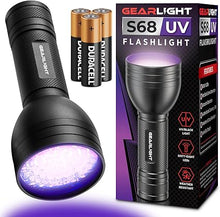 Load image into Gallery viewer, GearLight UV Flashlight with Batteries S68 Black Light - Portable, Handheld, 68 LED Blacklight Flashlights - Ultraviolet Lights for Pet Urine, Hotel Inspection and Bed Bug Detection
