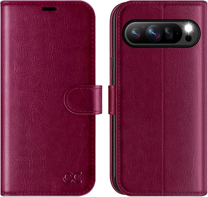 OCASE Compatible with Google Pixel 9 Pro XL Wallet Case, PU Leather Flip Folio Case with Card Holders RFID Blocking Kickstand [Shockproof TPU Inner Shell] Phone Cover 2024, Burgundy