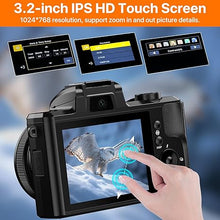 Load image into Gallery viewer, 5K Digital Camera 5X Optical Zoom Cameras for Photography, 64MP Front and Rear Dual Cameras Vlogging Camera for YouTube Video with 3.2&quot; IPS Touchscreen, 6-Axis Stabilization, 64G TF Card, 2 Batteries
