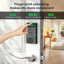 Load image into Gallery viewer, Security Smart Lock 2406A - Fingerprint Keyless Entry Door Lock, APP Remote Unlock, Touch Screen Keypad, Deadbolt Smart Lock, Waterproof and Heat Resistant Identification Access Control
