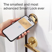 Load image into Gallery viewer, Level Lock+ Connect Wi-Fi Smart Lock Plus Apple Home Keys - Remotely Control from Anywhere - Includes Key Fobs - Works with iOS, Android, Apple HomeKit, Amazon Alexa, Google Home (Polished Brass)
