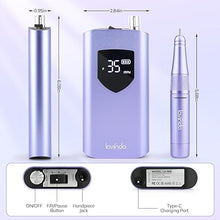 Load image into Gallery viewer, Lavinda Electric Nail Drill Machine, Professional 35000RPM Nail File Cordless Rechargeable Nail Efile for Acrylic Gel Nails, Manicure Pedicure Polishing Shape Tools for Salon Home Use-Purple

