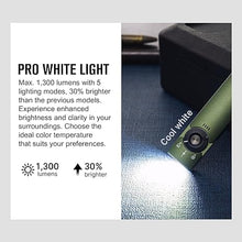 Load image into Gallery viewer, OLIGHT Arkfeld Pro Rechargeable EDC Flashlight with Green Beam, UV Light and White LED Combo, 1300 Lumens Portable Flat Flashlights, Triple Light Sources Pocket Lights for Emergency (OD Green CW)
