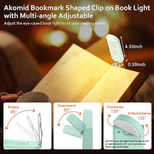Load image into Gallery viewer, Book Light, USB Rechargeable Reading Light, Eye-Cared Amber Light Mode Book Light for Reading in Bed Kids, 8 LEDs Bookmark Portable Book Light Clip on, Stepless Dimming, Turquoise
