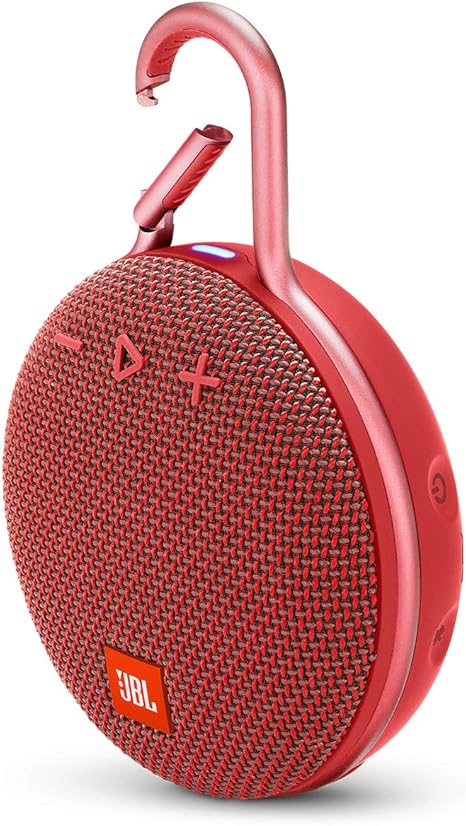 JBL Clip 3, Fiesta Red - Waterproof, Durable & Portable Bluetooth Speaker - Up to 10 Hours of Play - Includes Noise-Cancelling Speakerphone & Wireless Streaming