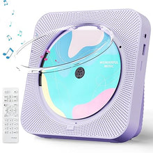 Load image into Gallery viewer, CD Player Portable with Bluetooth 5.1Desktop CD Player with HiFi Sound Speakers,Remote Control,Dust Cover,LED Display,Boombox FM Radio,USB/AUX for Home (Purple)
