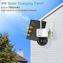 Load image into Gallery viewer, GENBOLT Solar Security Camera Wireless Outdoor, Battery Operated PTZ WiFi Camera 4W 7800mAh Rechargeable Floodlight Home Surveillance CCTV IP Camera, PIR Siren Alarm with Humanoid Detection
