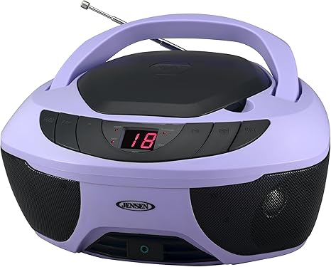 Jensen CD-475PL Portable Sport Stereo Boombox CD Player with AM/FM Radio and Aux Line-in & Headphone Jack (Lavender Purple)