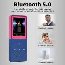 Load image into Gallery viewer, Mp3 Player with Bluetooth Music Players,Portable Walkman Mp3/Mp4 Players with Video,Voice Record,Fm Radio,E-Book,Photo Viewer,Alarm Clock,1.8&quot; HD Screen MP3 Player with SD Card Slot (Red 32GB)
