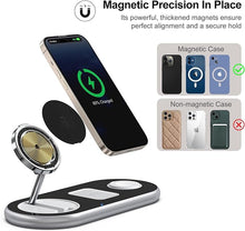 Load image into Gallery viewer, 3 in 1 Charging Station for Apple Devices, Faster Mag-Safe Charger Stand, Magnetic Wireless Charger Station for iPhone 16 15 14 13 12 Pro Max Plus, Apple Watch iwacth &amp; AirPods, Adjustable Angle
