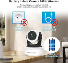 Load image into Gallery viewer, VSTARCAM 2K Battery Powered Security Camera, Indoor Camera Wireless with Phone App, Battery Operated Pet Camera, Baby Monitor with 2-Way Audio, Motion Detection, Auto Tracking, TF &amp; Cloud Storage
