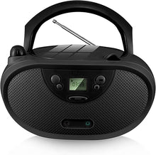 Load image into Gallery viewer, hPlay Gummy GC04 Portable CD Player Boombox with Digital Tunning AM FM Stereo Radio Kids CD Player LCD Display, Front Aux-in Port and Headphone Jack, Supported AC or Battery Powered- Black
