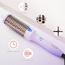 Load image into Gallery viewer, K&amp;K 1 1/2 Inch Ceramic Tourmaline Ionic Heated Round Brush Curling Brush Creates Blowout Look -Creates Root Volume &amp; Loose Curls Volume Curls Dual Voltage Hair Styling Tool (Purple, 1.5 Inch)
