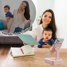 Load image into Gallery viewer, TechGlow Gift for Women Foldable Cellphone Stand with Bluetooth Speaker Wireless Speaker with Phone Holder Birthday Gift Idea for Mom Dad Cool Gadget Pink
