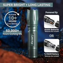 Load image into Gallery viewer, LETMY Tactical Flashlight - 2 Pack Bright Military Grade LED Flashlights High Lumens - Portable Handheld Flash Light, 5 Modes Zoomable Waterproof Flashlights for Home Emergency Camping- Gray
