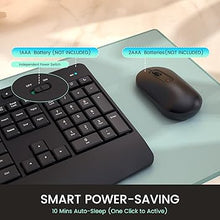 Load image into Gallery viewer, Wireless Keyboard and Mouse Combo,LIZRROT Ergonomic Computer Keyboard with Wrist Rest,2.4GHz Full-Sized Silent Mouse and Keyboard Combo with Phone Holder for Window, PC, Laptop
