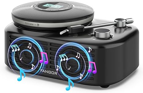 FANGOR Portable CD Player with Bluetooth Speaker Base 2 in 1 Home Desktop Audio Boombox Music Player Anti Shock Protection Headphones Jack TF Card