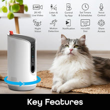 Load image into Gallery viewer, Geeni Pet Treat Dispenser with Camera - 2K HD WiFi Enabled, Dog and Cat Automatic Smart Feeder, Two-Way Audio, Night Vision, Auto-Follow, Remote Access with App, Alexa and Google Compatible, White
