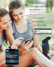Load image into Gallery viewer, BOOST Smart Water Bottle with Reminder to Drink Water &amp; Water Tracker Bottle - Double Wall Vacuum Insulated Water Bottle Stainless Steel, Wide Mouth 32 oz Water Bottles, Ideal for Gift - Black
