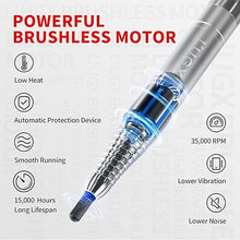 Load image into Gallery viewer, L'UGX Nail Drill 35000RPM Professional Brushless Electric Nail Drill Machine, Rechargeable Cordless Nail Efile for Acrylic Gel Nails, 8Pcs Nail Drill Bits, Low Noise Low Vibration
