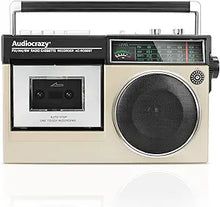 Load image into Gallery viewer, Retro Boombox Cassette Player AM FM SW Radio, Cassette Recorder with Built-in Microphone, Wireless Streaming, USB Port, Headphone Jack,AC or Battery Powered (Gold)
