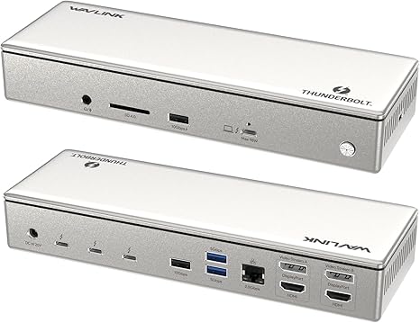 WAVLINK Thunderbolt 4 Dock with 100W Charging, Displaylink Docking Station Quad 4K@60Hz Monitors,3 Thunderbolt 4 Ports, 2.5G Ethernet, USB C Docking Station for Mac and PC,Displaylink Driver Required