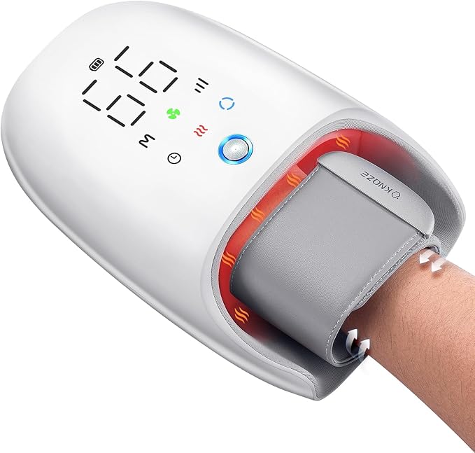 Touchscreen Hand Massager with Heat and Compression, Roller Kneading Massage, Fan Cooling, and Wrist Massage, Hand Massager for Arthritis and Carpal Tunnel, Finger Numbness Relief, Gifts for Women Men