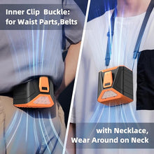 Load image into Gallery viewer, Waist Fan Presonal Outdoor Fan Portable, 6000mah Rechargeable Battery Powered, Clip Belt Fa with LED Emergy Flashing Light, 25H Strong Airflow Neck Fan for Working,Hiking,Biking,Camping,Orange
