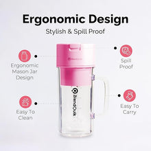 Load image into Gallery viewer, Personal Portable Blender For Shakes &amp; Smoothies, Leakproof &amp; Stylish Portable Mason Jar Shaker, Rechargeable Mini Blender with 10-Blade Blending System 14oz, Pink
