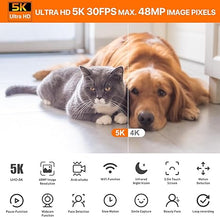 Load image into Gallery viewer, 5K Video Camera Camcorder UHD 48MP WiFi Vlogging Camera for YouTube IR Night Vision Anti-Shake 16X Digital Zoom 3” Touch Screen Camera with Microphone,Handheld Stabilizer,Lens Hood,Remote,Batteries
