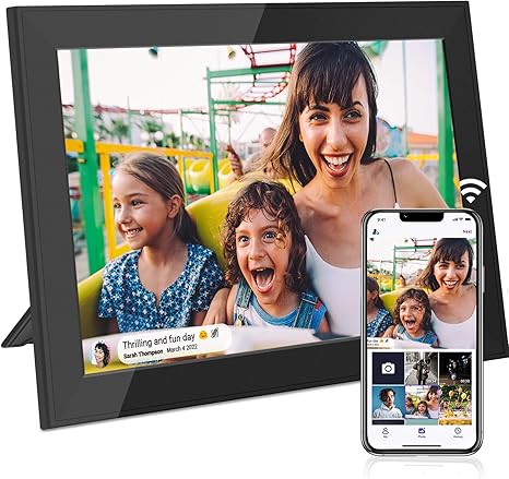 Bgift 10.1 Inch WiFi Digital Picture Frame, 1280 * 800 IPS HD Touch Screen Smart Electronic Cloud Digital Photo Frame with Free Storage and SD Card Slot, Share Photos and Videos Remotely via APP
