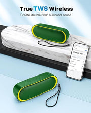 Load image into Gallery viewer, LENRUE Bluetooth Speakers, Waterproof Portable Speakers with TWS, 24 Playtime, Stereo Sound, Wireless for Home Shower Pool Beach Outdoor (Green)

