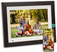 Load image into Gallery viewer, Wooden Digital Picture Frame with 32GB Memory, 10.1 inch 1280x800 IPS HD Touch Screen, Auto-Rotate, Motion Sensor - WiFi Digital Photo Frame with Frameo APP for Slideshows, Video Playback
