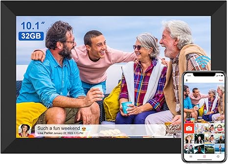 Digital Photo Frame 10.1 inch WiFi Digital Picture Frame 1280X800 IPS Touch Screen 32GB Storage Auto-Rotate Wall-Mountable Easy Setup to Share Photos & Videos via Free App from Anywhere