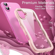 Load image into Gallery viewer, JETech Wavy Case for iPhone 16 6.1-Inch, Cute Wave Frame Curly Shape Shockproof Phone Cover for Women and Girls, Clear Hard PC Back (Light Pink)
